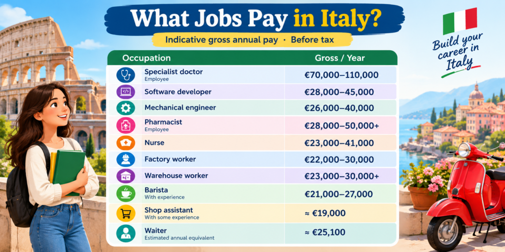 What jobs pay in italy